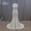 Guangzhou Champagne Mermaid Bridal Dress Beaded Lace